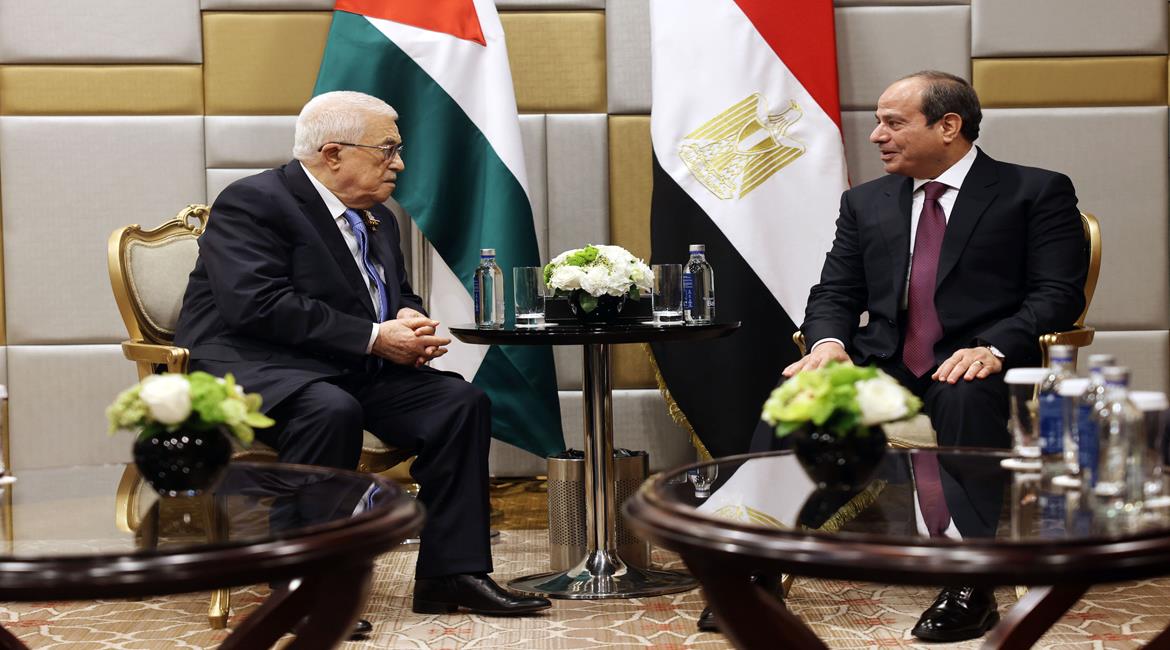 الرئيس محمود عباس، خلال لقائه رئيس جمهورية مصر العربية عبد الفتاح السيسي